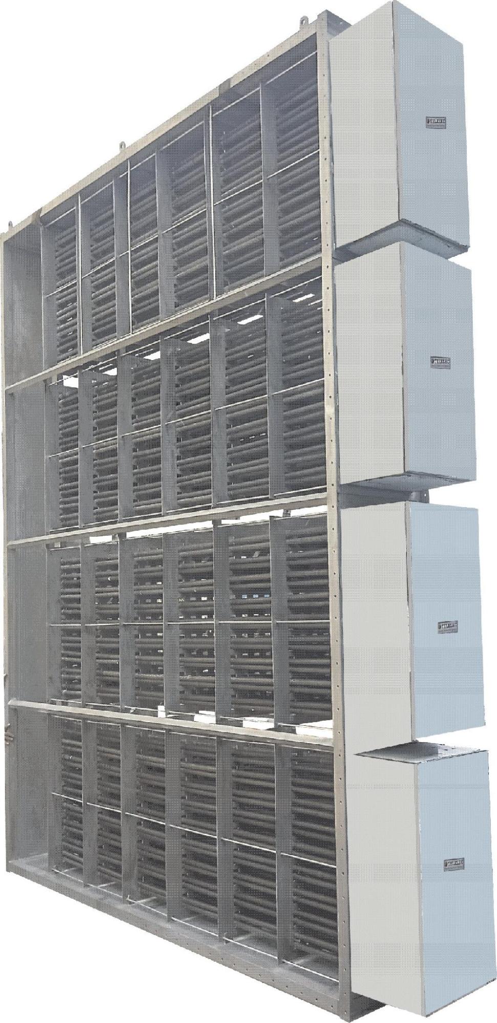 Multi-bank finned duct air heater with control box